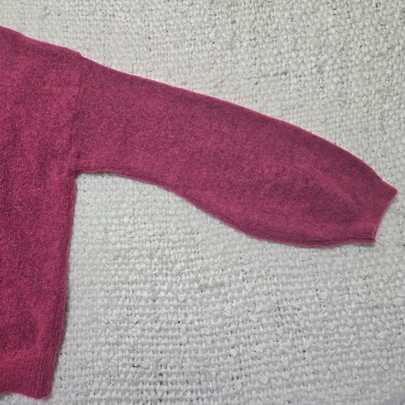 Lineamaglia Magenta Pink Mock Neck Sweater Balloon Sleeve Knit Pullover Large - Picture 7 of 11